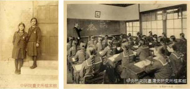 左為留學期間與同學合影，右為1931年梅光女學院上數學課的情景