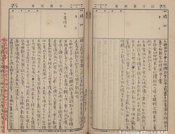 1930年10月7日楊水心日記（上圖）與《灌園先生日記》（下圖）