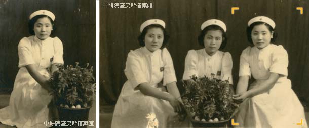 1944年陳秋月於香港擔任看護助手時留影